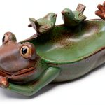 Frog Bird Feeder Ceramic Garden Bath Waterer Decorative Tray-0