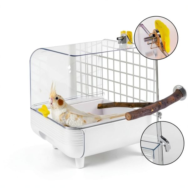 Dmnnlp Bird Bath Cage Transparent Design Small Medium Birds-5