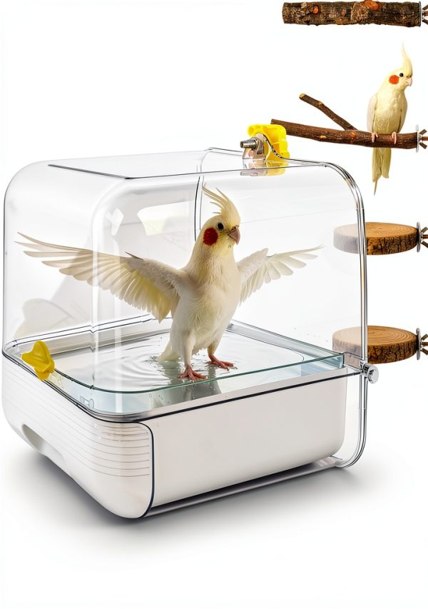 Dmnnlp Bird Bath Cage Transparent Design Small Medium Birds-0
