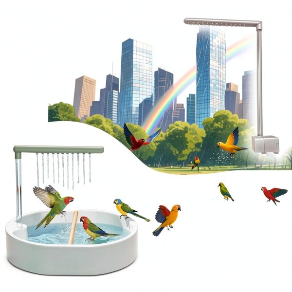 Ianjetty Bird Bath Circulating Water Rotatable Perch Pet-2