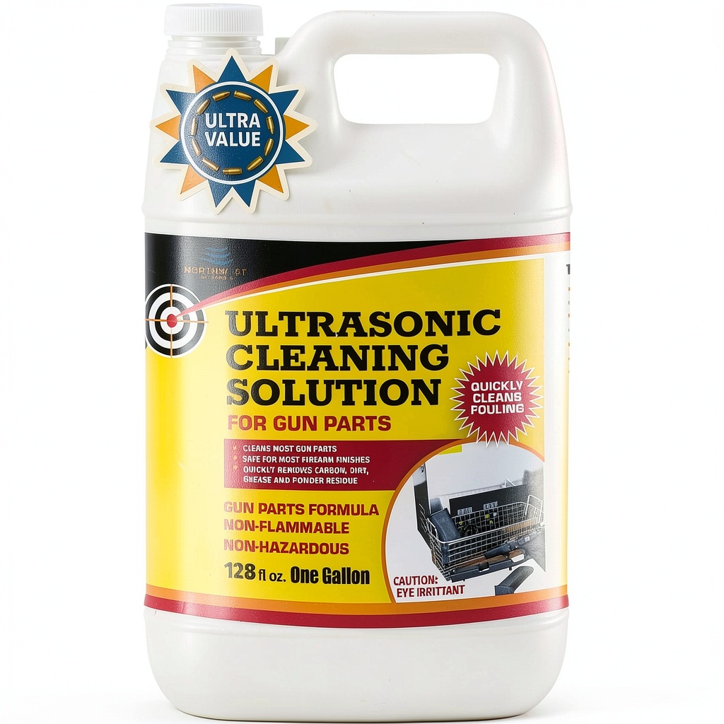 NWE ultrasonic cleaner solution bottle with metal gun parts