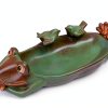 Frog Bird Feeder Ceramic Garden Bath Waterer Decorative Tray-1
