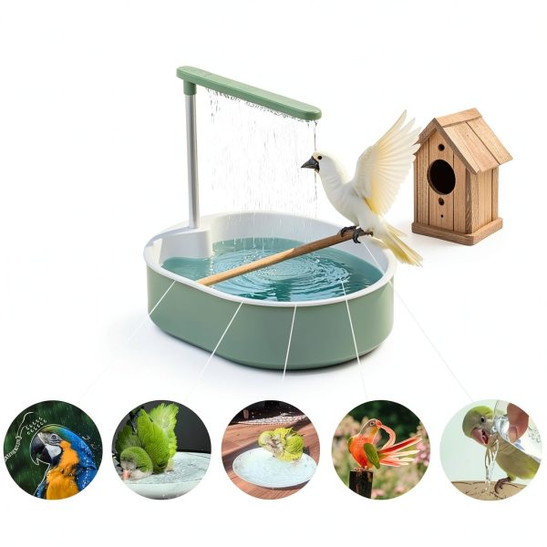 Ianjetty Bird Bath Circulating Water Rotatable Perch Pet-3