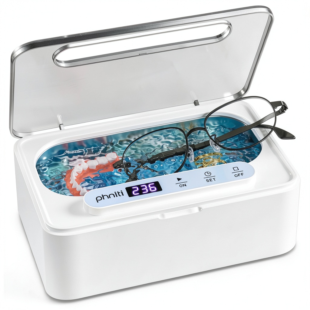 Phniti ultrasonic cleaner in use on a countertop
