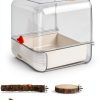 Dmnnlp Bird Bath Cage Transparent Design Small Medium Birds-1