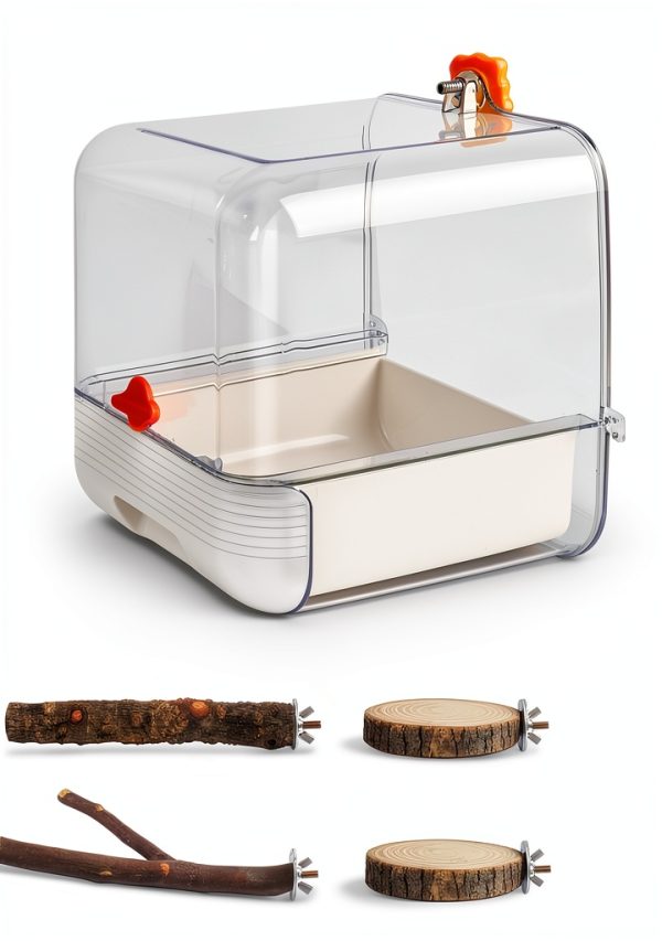 Dmnnlp Bird Bath Cage Transparent Design Small Medium Birds-1