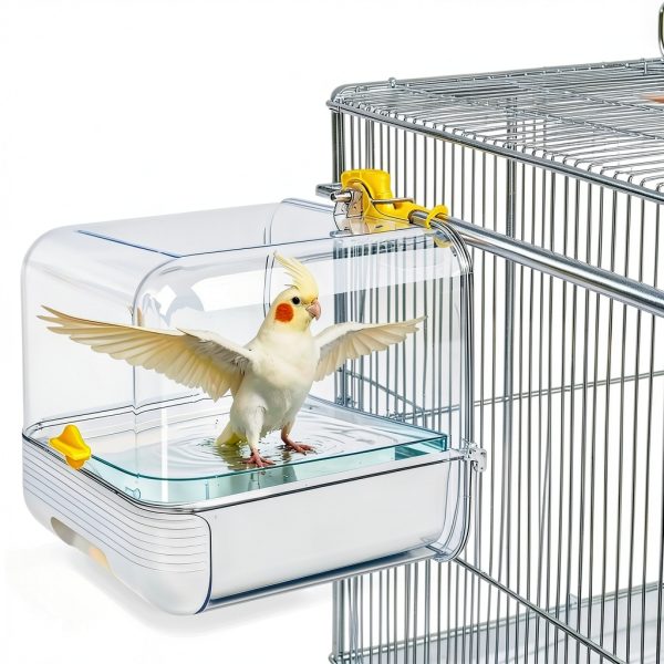 Dmnnlp Bird Bath Cage Transparent Design Small Medium Birds-6