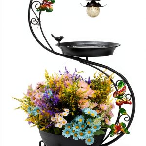 SPEED MATE Solar Bird Bath Feeder Planter Outdoor Garden-0
