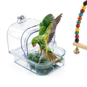Nobgum Bird Bath Cage Clear Plastic Anti Escape Design-0