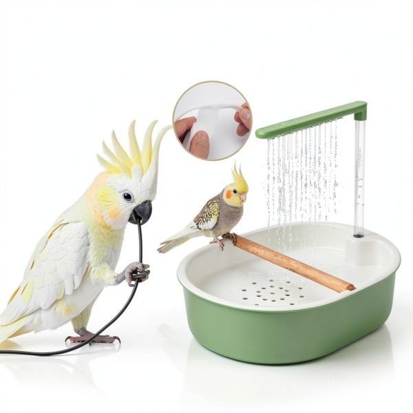 Lonepetu Bird Bath Quiet Circulating Water for Pet Birds-3