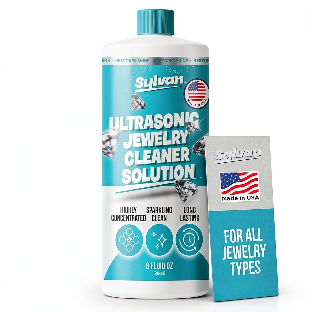 Sylvan Hills ultrasonic cleaner solution bottle with jewelry and glasses