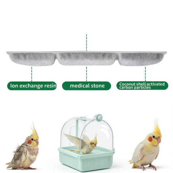 Maxdot Bird Bath with Filtration Gentle Flow Pet Bird Care-3