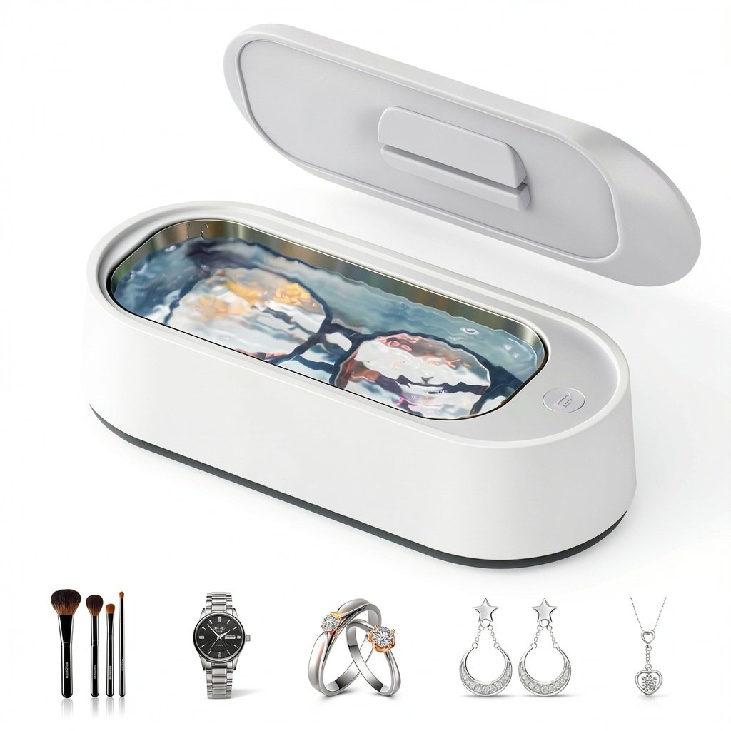 Gityso Ultrasonic Cleaner with items inside the stainless steel tank