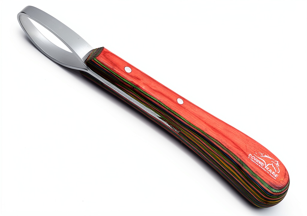 Equine Care J2 loop hoof knife in use on a horse hoof