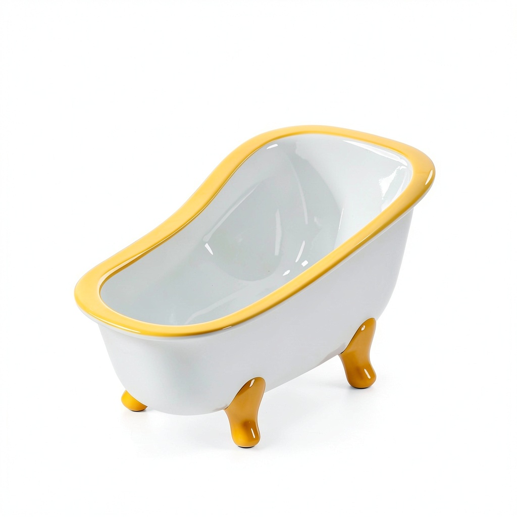 'GuineaLoft ceramic bathtub in a small animal habitat'