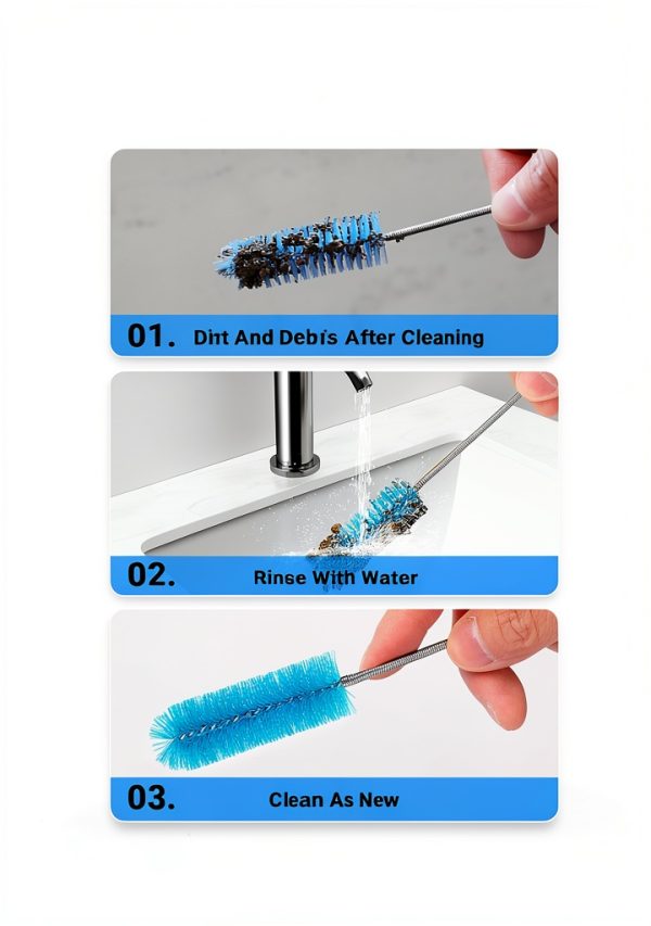 SARDVISA Drain Cleaning Brush Flexible Nylon Bristles Blue-6