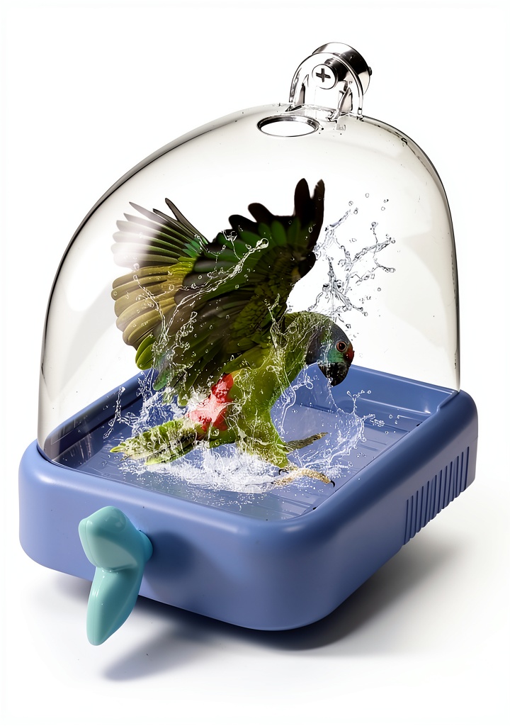 AUDFA Bird Bath installed on a bird cage