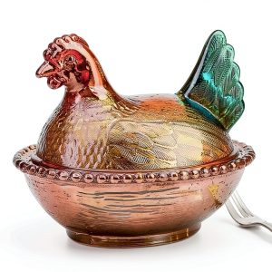 WKHOKI Glass Chicken Snack Bowl Retro Design-0