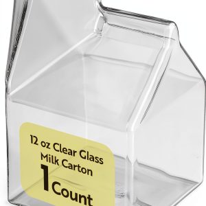 Restaurantware Glass Milk Carton 12oz Round Safe Retro Design-0