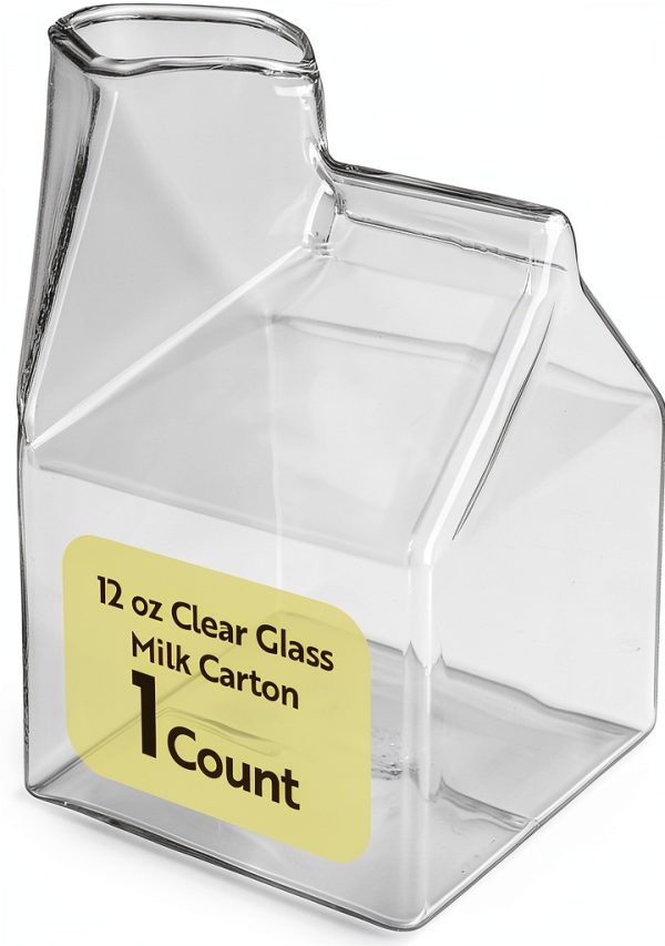 Restaurantware Glass Milk Carton 12oz Round Safe Retro Design-0