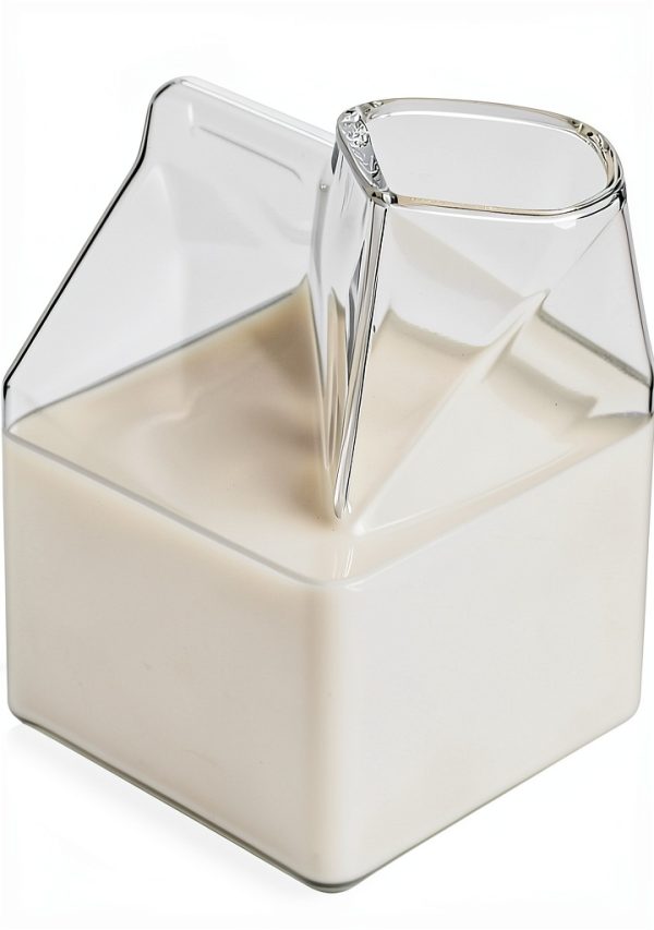 Restaurantware Glass Milk Carton 12oz Round Safe Retro Design-16