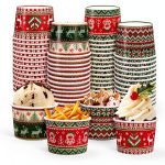 Whaline Paper Snack Bowls 48-Pack Ugly Sweater Holiday Red Green 9oz-0
