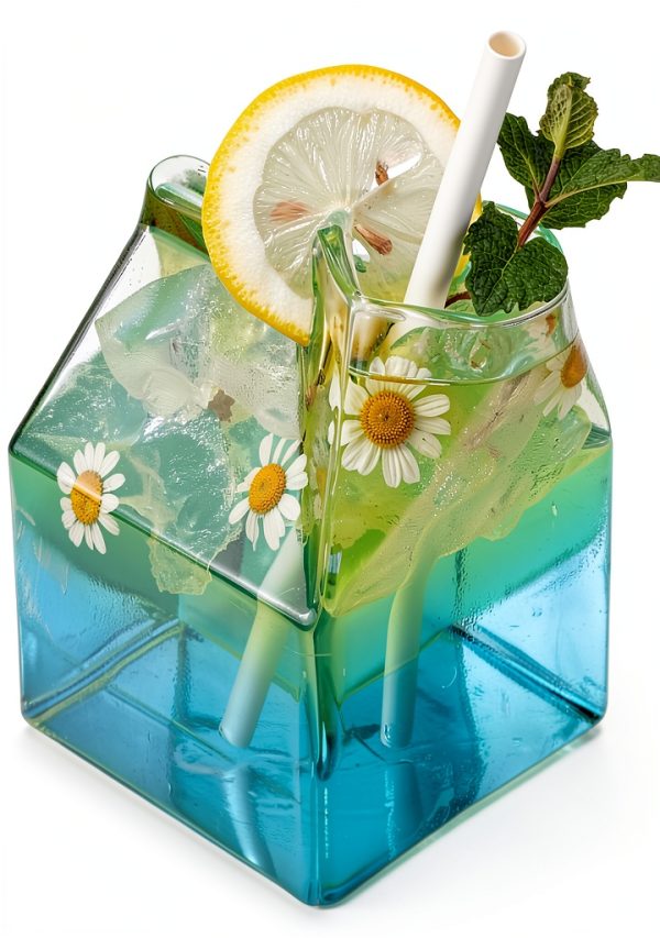 Restaurantware Glass Milk Carton 12oz Round Safe Retro Design-18