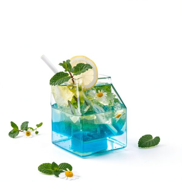 Restaurantware Glass Milk Carton 12oz Round Safe Retro Design-11