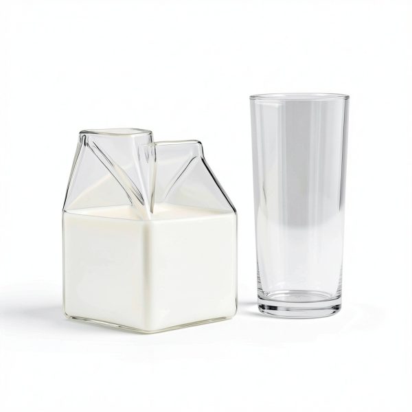 Restaurantware Glass Milk Carton 12oz Round Safe Retro Design-1