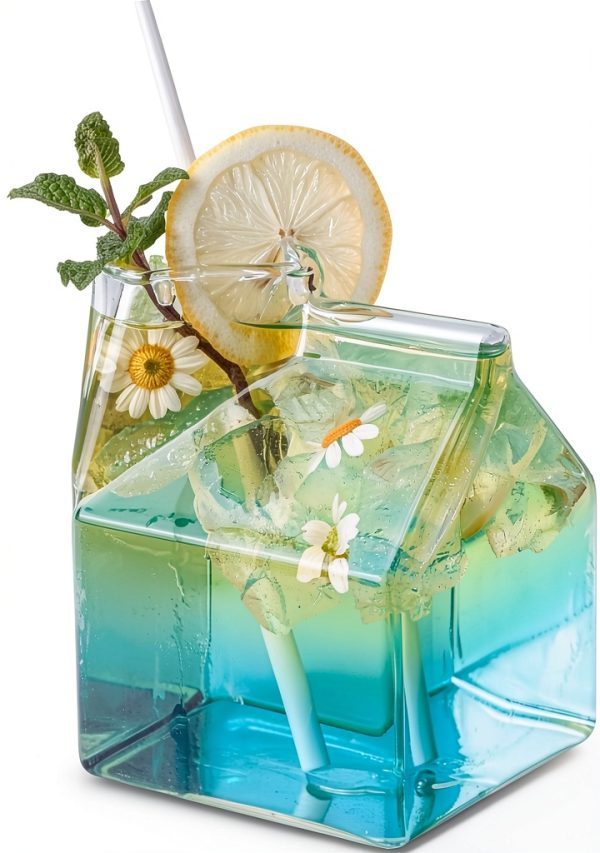 Restaurantware Glass Milk Carton 12oz Round Safe Retro Design-17